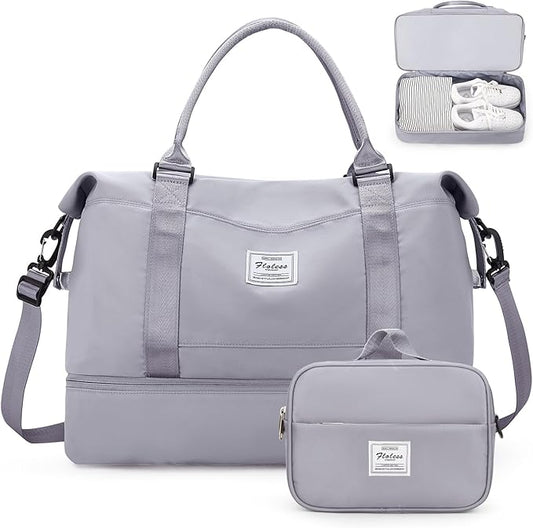 Weekender Bags for Women,Personal Item Travel Bag with Shoes Compartment,Overnight Travel Duffel Bag with Toiletry Bag
