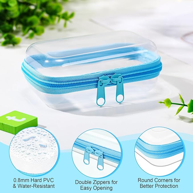 Sanwuta 6 Pcs Clear Hard Zipper Case Plastic Zipper Pouches Transparent Makeup Bag Pencil Case Pouches Toiletry Diaper Bag for Travel Toy Storage Organizer Bins(Colorful,5 x 3 x 2 Inch)