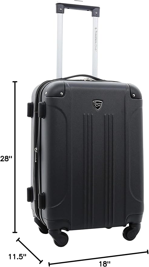 Travelers Club Chicago Hardside Expandable Spinner Luggage, Black, 5 Piece Set