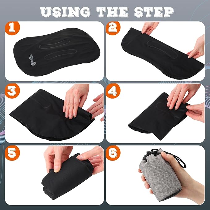Tatuo 3 Pcs Inflatable Camping Travel Pillow Ultralight Inflating Pillows Lightweight Camping Pillow Portable Backpacking Pillow for Neck Lumbar Support Hiking Sleeping Camping (Black)