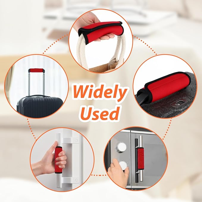 2Pack Luggage Handle Wrap for Suitcase Travel Essential Bright Red Color Soft Luggage Identifiers for Suitcases Neoprene Material Comfortable Suitcase Handle Wraps for Suitcase for Traveling
