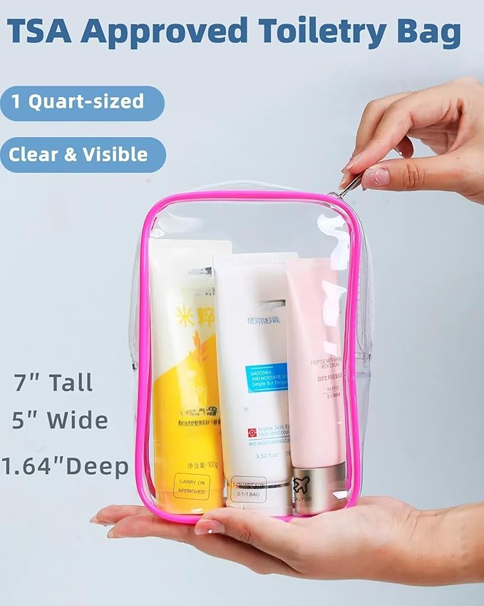2 Packing Cubes 1 Quart Size Travel Bag TSA Approved Toiletry Bag Clear Small Purse Pouch International Long Flight Must Haves for Toiletries Makeup Liquids Airplane Europe Vacation Essentials