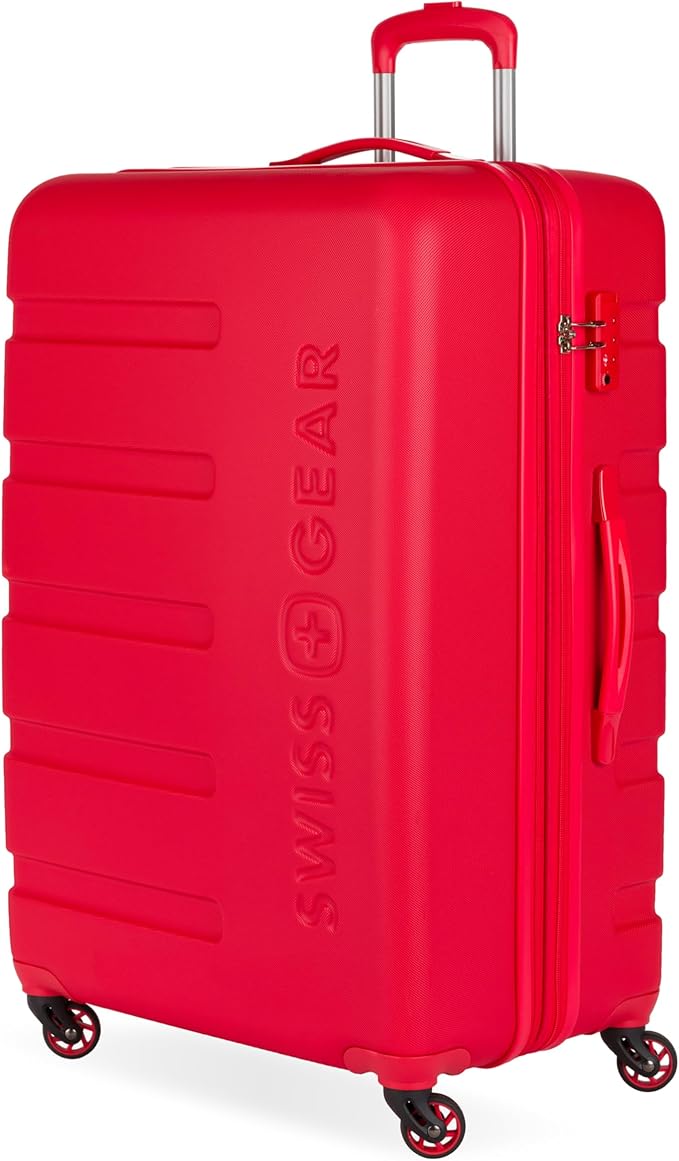 SwissGear 7366 Signature Hardside Expandable Luggage with Spinner Wheels, TSA Lock, Red, Checked-Large 27-Inch