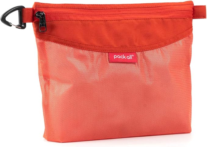 pack all Water-resistant Material Zipper Pouch, Mesh Zipper Bags for Storage, Travel, Office (Orange, Medium)