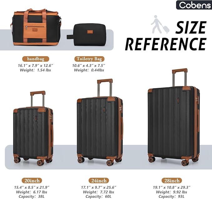 Luggage Sets 5 Piece，Suitcase with Spinner Wheels，ABS Hard Case Luggage，with TSA Lock Durable Travel Luggage，large capacity carry on luggage (20/24/28inch)