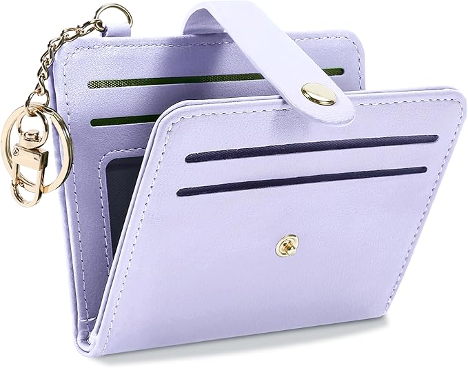 Airkit Small Wallets Woman RFID Blocking Leather Credit Card Holder - with ID Window - Card Wallets for Women - with Zipper Coin Purse - Keychain Wallet