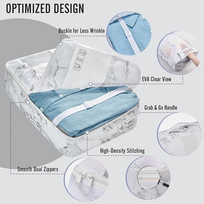 Veken 8 Set Packing Cubes for Travel Essentials, Suitcase Organizer Bags in 4 Sizes, Carry-On Luggage Accessories with Large Laundry & Hanging Toiletry Bag, Must-Have for Airplane, Road Trip & Camping