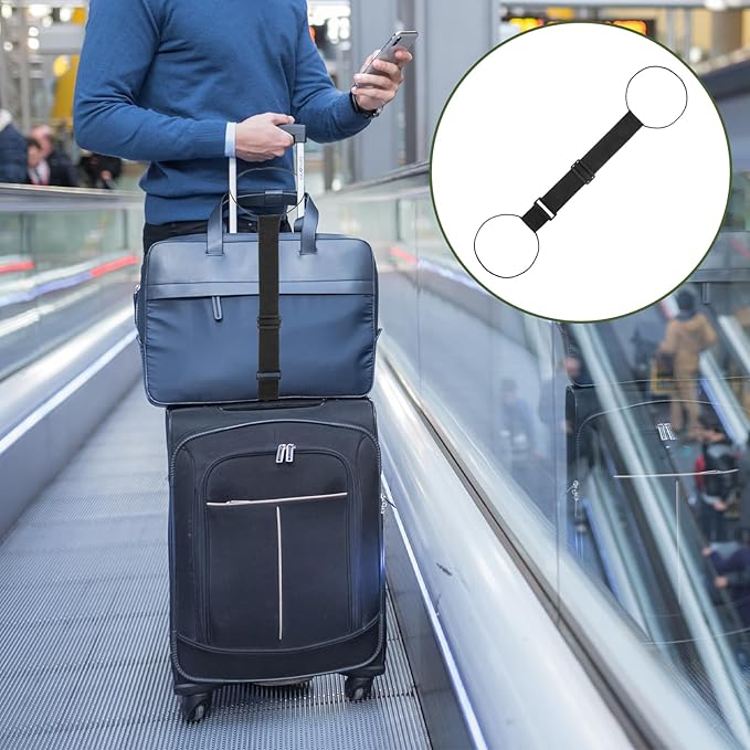 2 Pack Add a Bag Luggage Straps, Luggage Straps Bags Bungee Easy to Travel Suitcase Elastic Strap Belt for Add a Bag High Elastic Adjustable Traveling Luggages Accessories (Black)