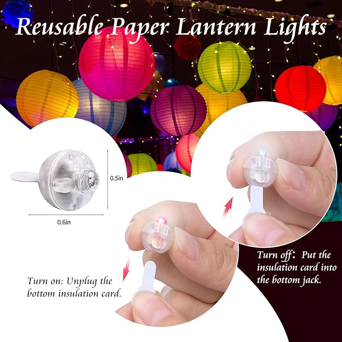 50pcs Balloon Lights Mini LED Lights Round Long Standby Time Ball Lamps for Paper Lantern Birthday Party Christmas Halloween Decoration Red Plastic
