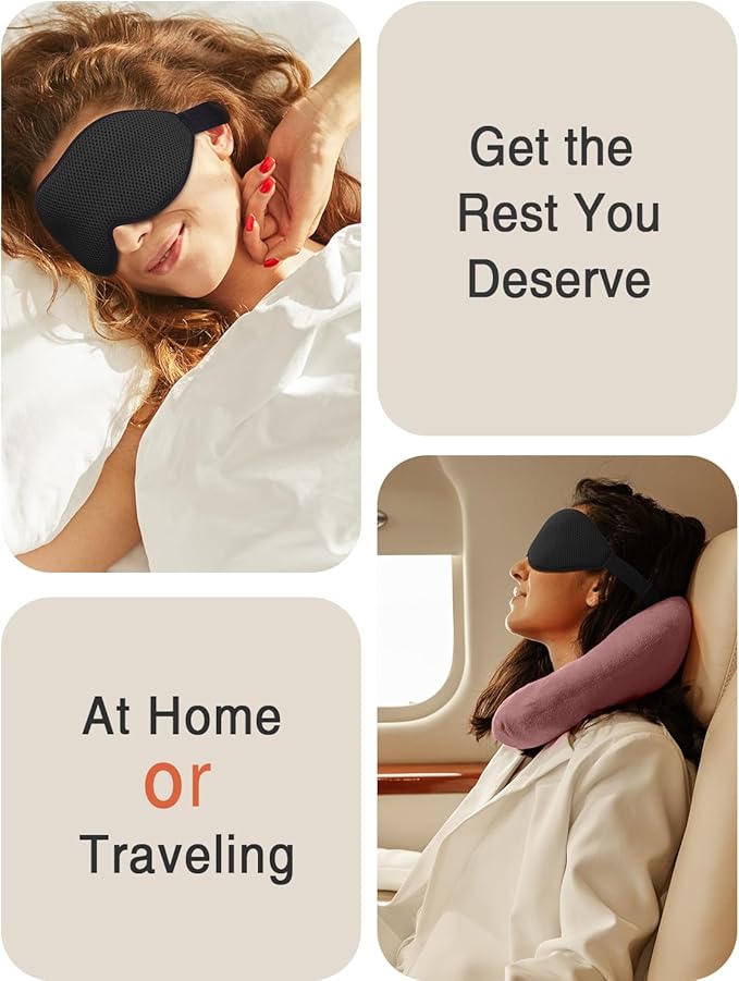 MABAO 2 Packs Sleep Mask for Side Sleeper, Eye Mask for Sleeping Women Men, 3D Contoured Cup No Eye Pressure 100% Light Blocking Sleeping Mask with Adjustable Strap Night Blindfold Flight, Nap, Black