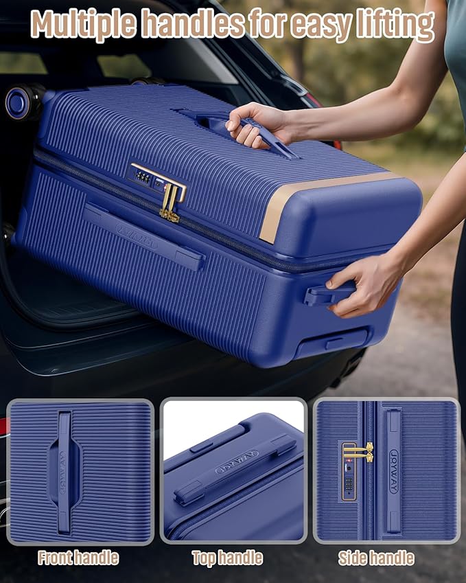 Joyway Luggage Sets 2 Piece, 22 Inch Carry On Luggage and 26 Inch Trunk Checked Luggage with Cup Holder, Lightweight Hardside Suitcase with Pressure-resistant Frame, Shock Absorbing Wheel and TSA Lock
