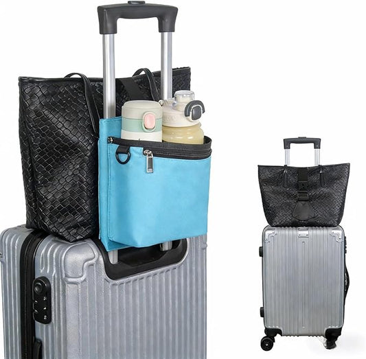 Luggage Cup Holder for Suitcases Travel Cup Holder with Luggage Straps Free Hand Drink Caddy Travel Accessories Flight Attendants Businessmen Travelers Fits Roll on Suitcase Handles (Blue)