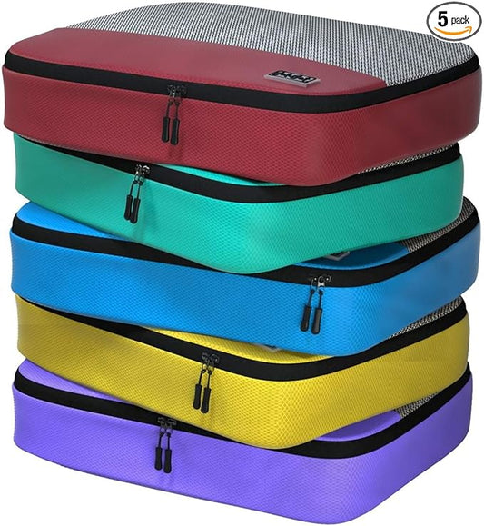 Large Packing Cubes for Travel - 5pc Packing Cubes for Suitcases - Lightweight Luggage Organizer Bags (Non-Compression)