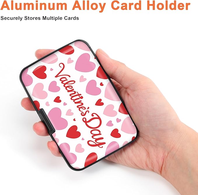 Mayski Credit Card Holder, RFID Blocking, Aluminum Alloy Hard Case, Small Mini Business Metal Wallet for Women Men, Heartfelt Valentine's