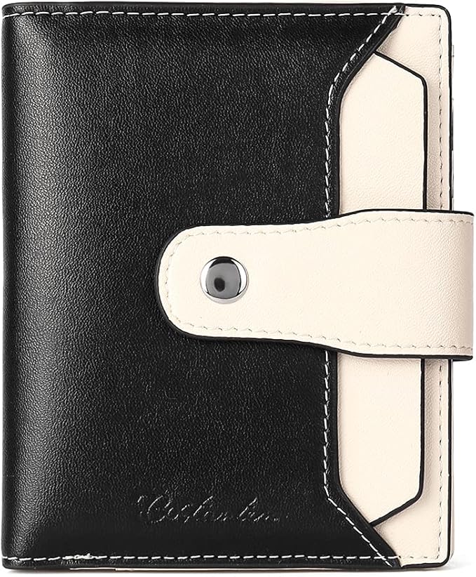 BOSTANTEN Women Leather Wallet RFID Blocking Small Bifold Zipper Pocket Wallet Card Case Purse with ID Window