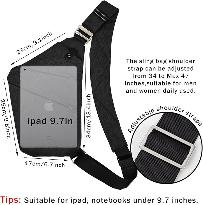 VADOO Sling Bag - Anti-theft Crossbody Shoulder Bag for Men and Women