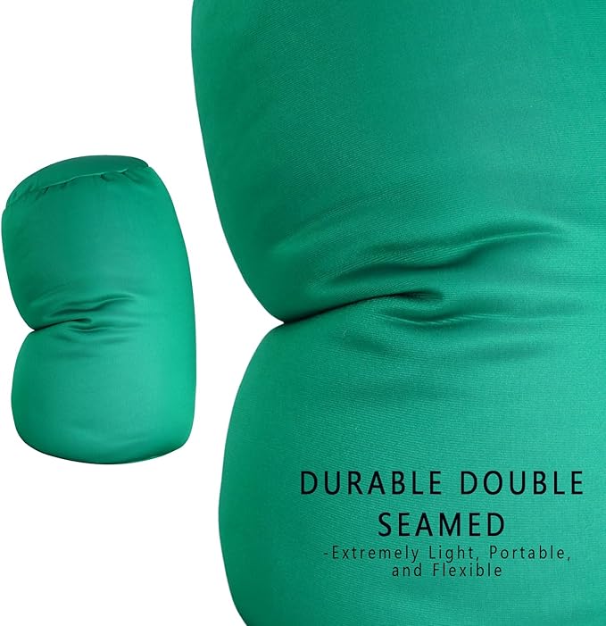 Squishy Microbead Neck Pillow, 7Inch x 12Inch Soft Travel Body Bed Pillow Bean Pillow for Kids Adult Chair Sleeping Car Seat, Fun Dormroom (Grass Green)