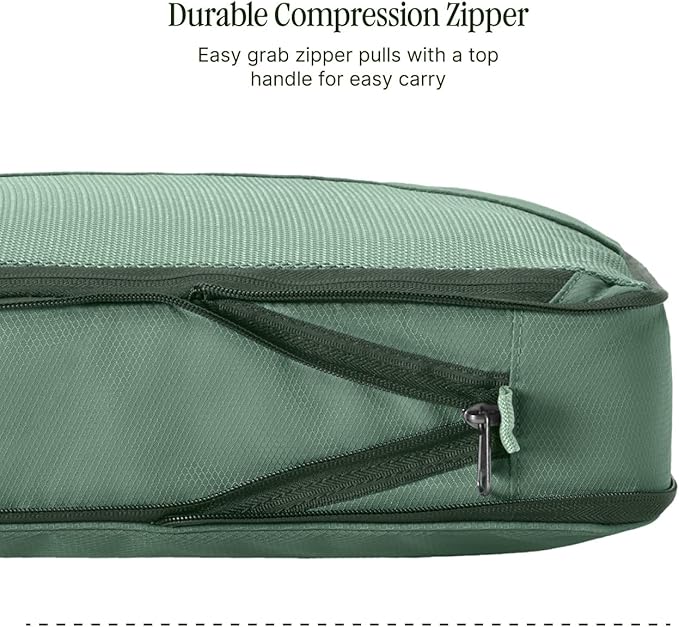 Eagle Creek Pack-It Reveal Compression Cube - Compact Packing Cube for Travel - Durable Suitcase Organizer - Sustainable Material - Easy-Grab Zipper Pulls - Medium - Willow Green