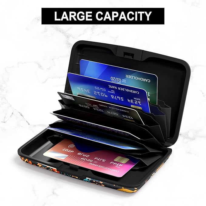 Credit Card Holder, Mini Aluminum Card Wallet RFID Blocking Slim Metal Hard Card Case for Women Men, Cute Cat