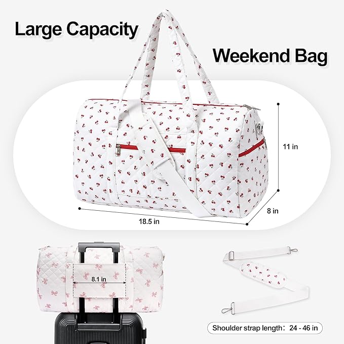 Gym Bag for Women, Cute Duffle Bag, Quilted Duffle Bag for Travel, Floral Duffle Bags, Weekend Bag with Zipper Pocket Dance Bag Organizer