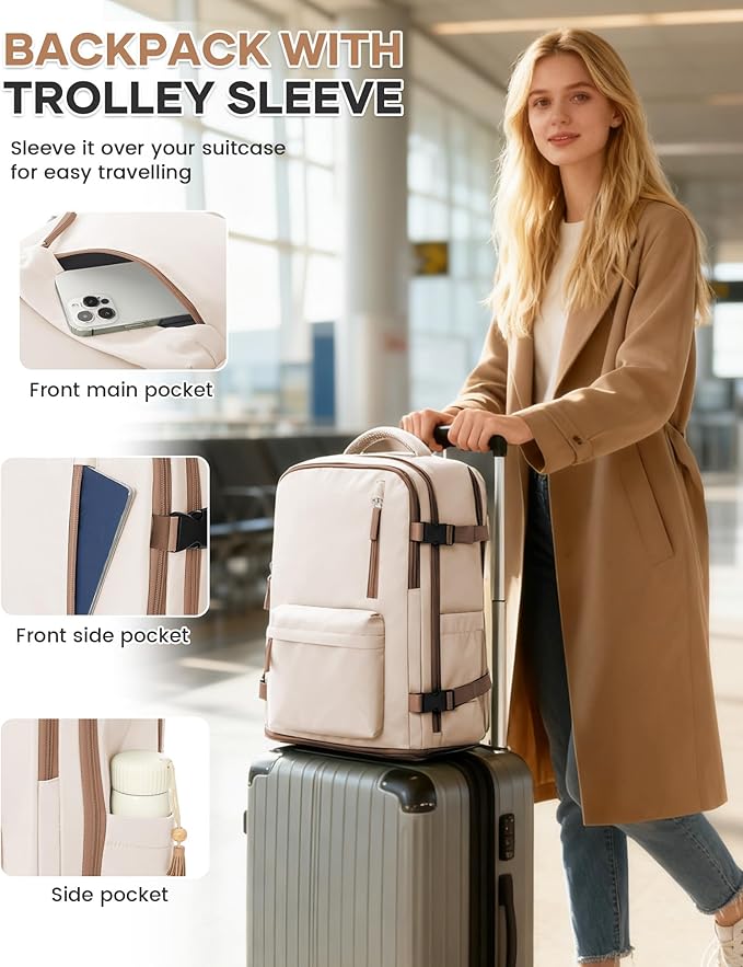 WONHOX Large Travel Backpack Carry on Flight Approved Laptop Work Business Backpack for Women Men Mochila de Viaje