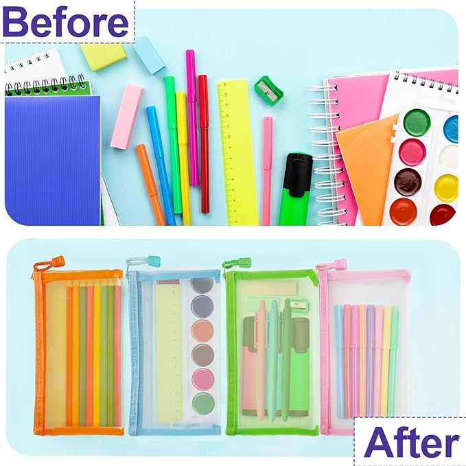 Mesh Pouches(6 Pack), Mesh Bags with Zipper Nylon Makeup Pouches Bag Cosmetic Pouch Travel Purse Organizer Insert Diaper Inside Bag Organizers Home Organizing Size See Through Cute Colors