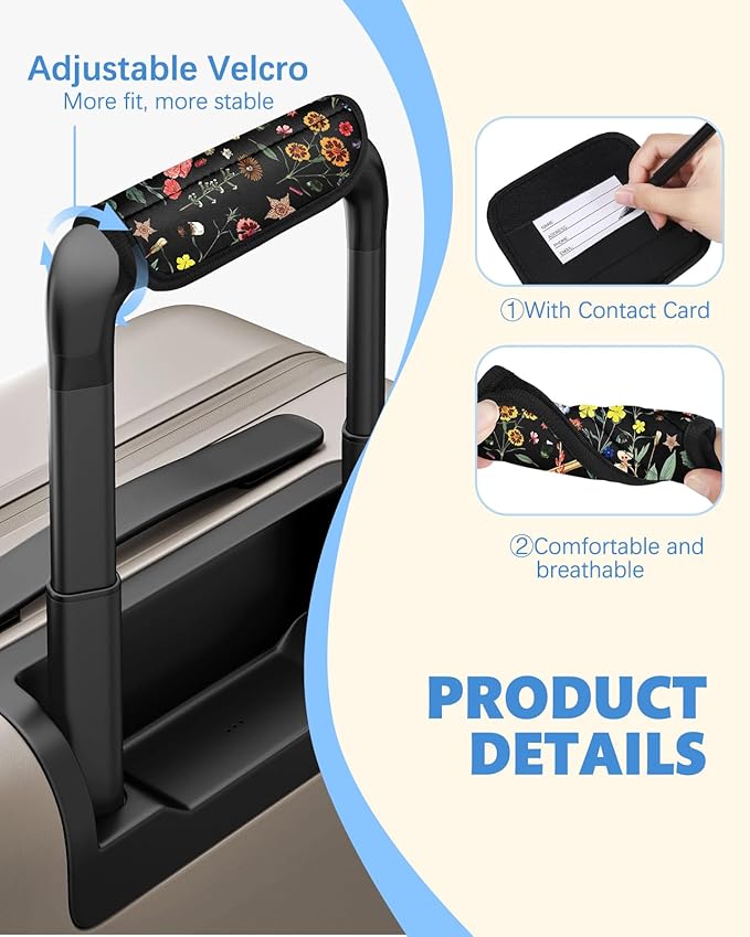 Slohif Luggage Handle Wrap 5Pcs Suitcase Identifier - Bag Strap Cover for Bogg Travel Accessories Easy Identification Bright Marker Sleeve Grips Comfort Neoprene Concealed Tag for Airport Flower