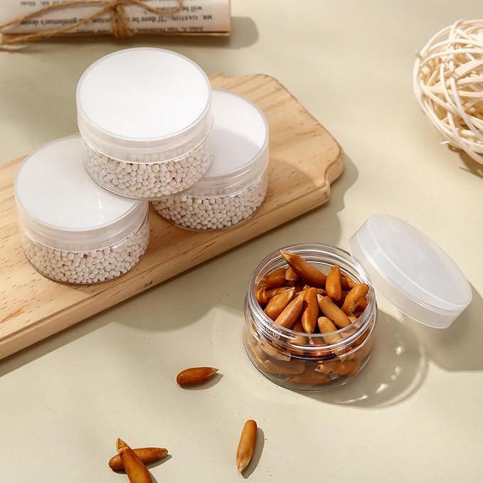 Patelai 4 Pieces Round Wide-mouth Leak Proof Plastic Container Jars with Lids for Travel Storage Makeup Beauty Products Face Creams Oils Salves Ointments DIY Making(1 Ounce,Clear)