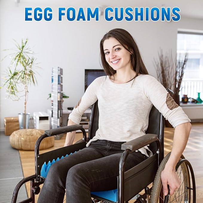 Geiserailie 2 Pcs Egg Foam Pad Eggs Chair Cushion to Relieve Back Foam Seat Cushion Chair Accessories Pad for Office Recliner Wheelchair Home Car (Egg, Blue)