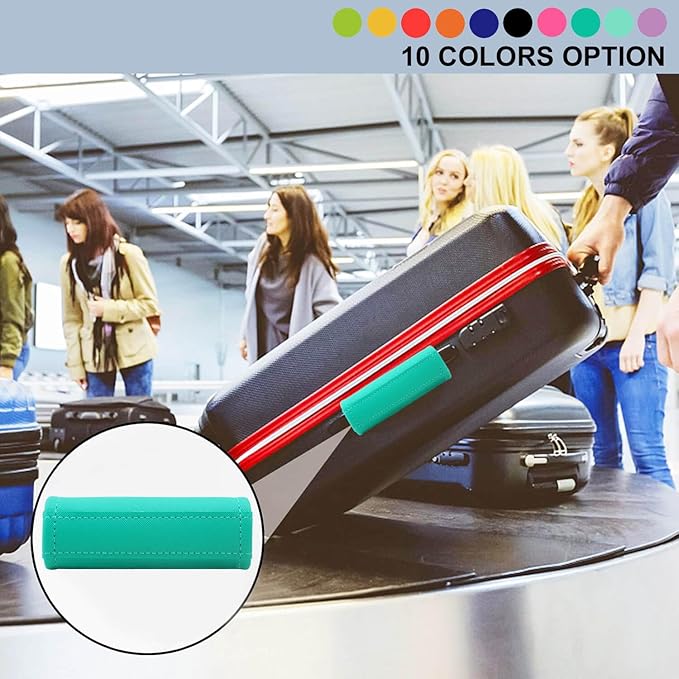 Luggage Handle Wrap 5 Pack-Leather Luggage Handle Wraps for Suitcase/Handbag/Duffel Bag/Car Bright Luggage Identfier/Handle Covers/Grips Luggage Accessories for Travel 3.0 (Turqoise)