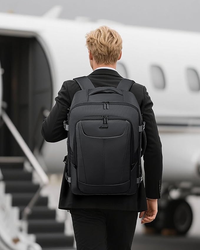 LOVEVOOK Travel Backpackfor Men, 40L Carry on Backpack Flight Approved with 3 Packing Cubes, Extra Large Personal Item Bag Fit 17.3 inch Laptop for Business Trip Weekender, Waterproof Daypack, Gray
