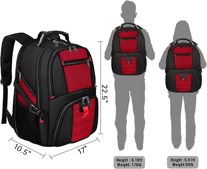 YOREPEK Large Backpack for Men, Extra Large Laptop Backpacks for Men Women, Water Resistant Travel Backpack Airline Approved Business Work Bag Fits 18.4 Inch Computer, Black