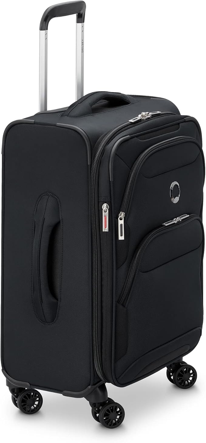DELSEY PARIS Sky Max 2.0 Softside Expandable Luggage with Spinner Wheels, Black, 2-Piece Set (21/24)