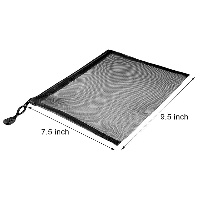 Norme 10 Pieces Black Mesh Bags Makeup Bags Cosmetic Travel Organizer Bags Mesh Zipper Pouch Pencil Case, 9.5 x 7.1 Inches