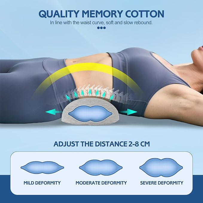 Inflatable Blow up Lumbar Support Pillow for Bed - Memory Foam Lower Back Pillow for Sleeping in Bed - Back Pain Relief While Sleep