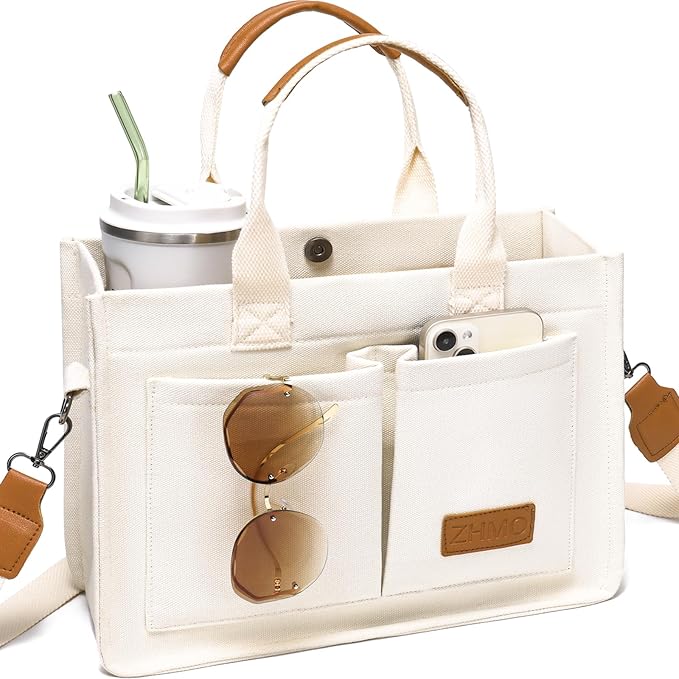 ZHMO Canvas Tote Bag for Women,Women's Bags Crossbody Bags Work Laptop Tote Bag Large Handbags Purse for Travel Nurse Teacher