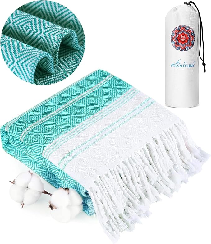 Antfuny Turkish Beach Towels Vacation Essentials Quick Dry Absorbent Adult Oversized Bath Pool Swim Long Towel Lightweight Thin Fast Drying Over The Lounge Chair Towel Sand Repellent Anti Green