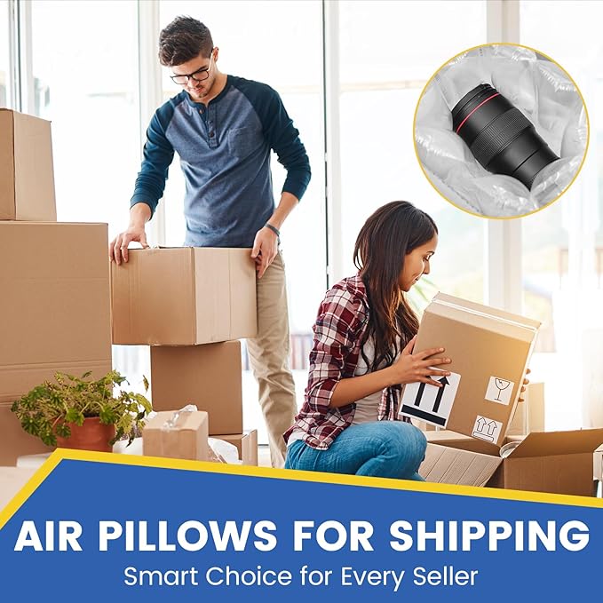 Air Pillows for Shipping With Pump, Inflatable Packing Air Bags, Shipping Supplies Packing Materials Alternative to Packing Peanuts, Moving, Storage, Gift Wrapping（600Pack, 4.72" x 9.84",）