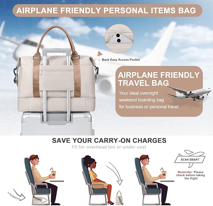 Weekender Bags for Women,Travel Duffle Overnight Bag with Shoe Compartment,Personal Item Carry On Bag,Gym Bag,3 Pcs Set