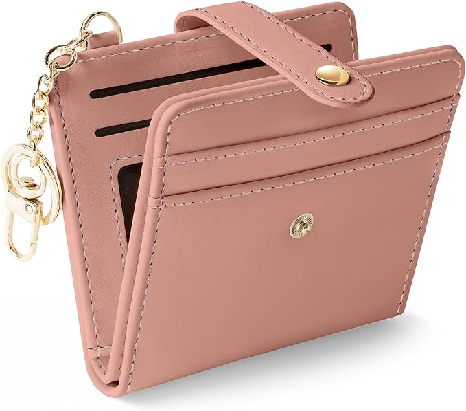 Jogjam Coral Pink Rfid Ladies Wallet, Small Slim Thin Compact Credit Card Women Wallet, PU Leather Bifold Cash Zipper Coin Pocket ID Window for Female