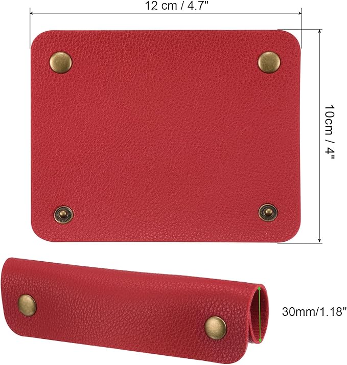 PATIKIL Luggage Handle Wrap, 2 Pack PU Handbag Grip Cover Protector Identifier with Clasp for Suitcase Grocery Shopping Bag, Red