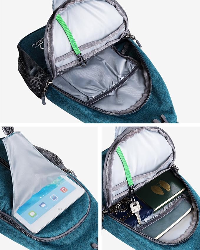 WATERFLY Small Hiking Sling Bag: Crossbody Sling Backpack Chest Bag Daypack for Men Women with Skin-Friendly Shoulder Strap