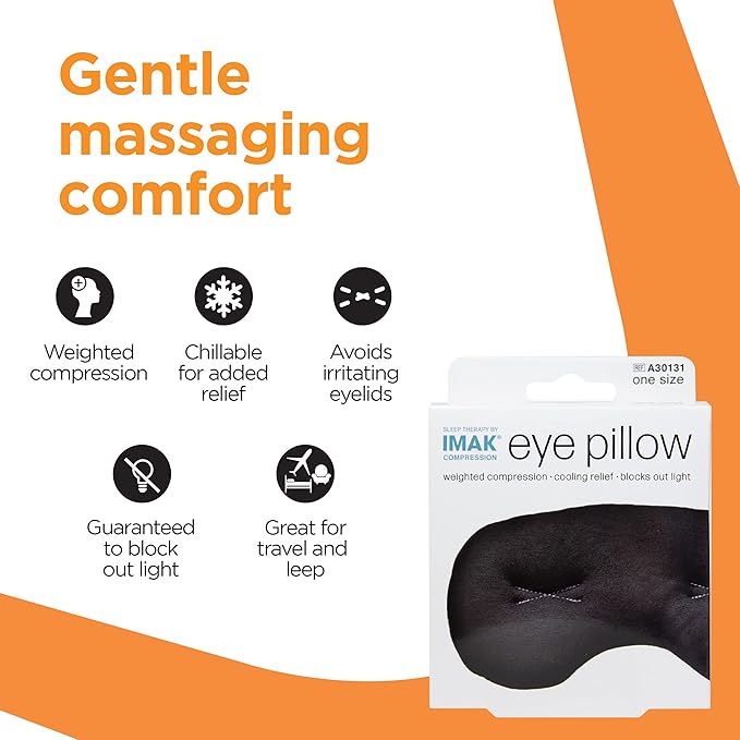 Brownmed Eye Pillow - Compression Eye Mask for Headache Support - Soothes Strain - Eases Sinus Pressure - Cooling - Universal Fit - Breathable Cotton - Washable & Reusable - Black