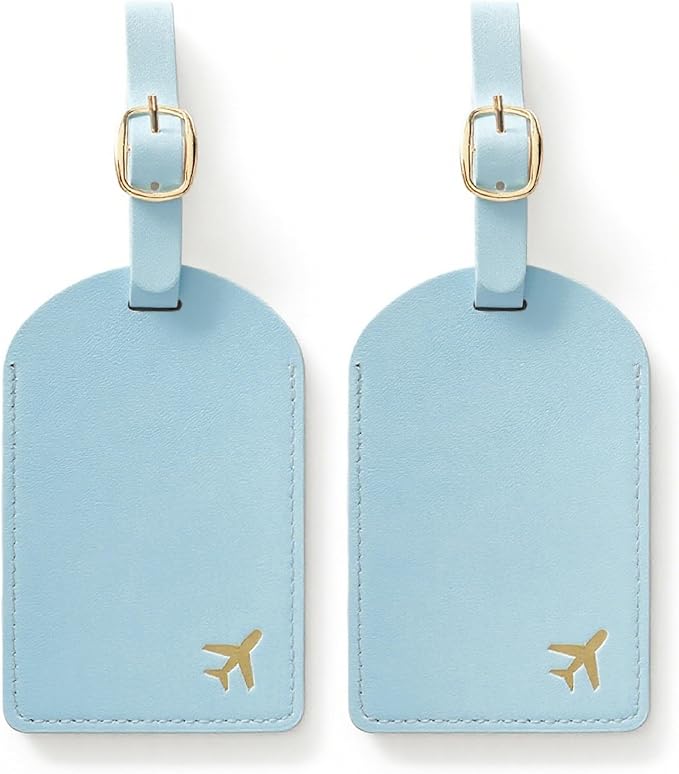 Luggage Tags for Suitcases, PU Leather Travel Tags for Luggage. (Sky Blue)