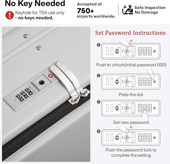 mixi 17x14x9 Carry On Luggage Underseat PC Hard Shell Suitcase Top Opening Aluminum Frame Travel Suitcases with Wheels, Smoke White
