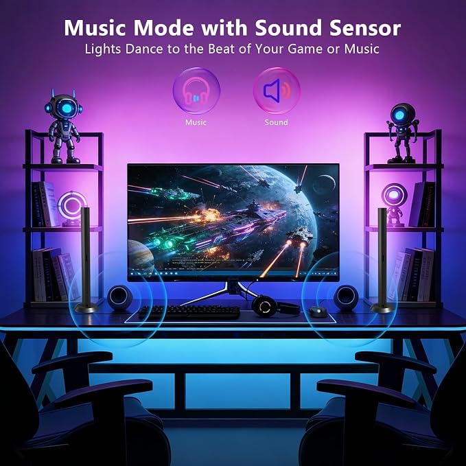 DAYBETTER Smart LED Light Bar,RGBICWW WiFi TV Light Bars for Room,Gaming | Compatible with Alexa,Remote and App Control,14 Inches Color Changing Light Bar with Music and Scene Modes for Desk,PC,Black