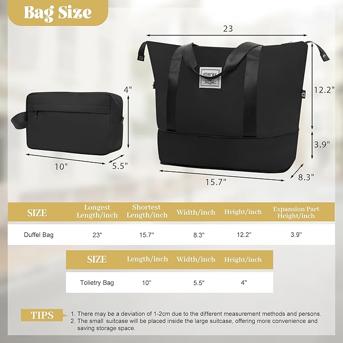 Merax Luggage Set 6 Piece,Lightweight Hardshell Suitcase with Double Spinner Wheels Handle Password Lock,14 IN Cosmetic Case 20/24/28 IN Luggages with Duffel Bag and Toiletry Bag,Black
