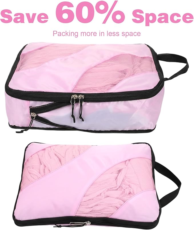 6 Set Compression Packing Cubes, Expandable Large Packing Cubes for Suitcases and Backpack, Compression Suitcase Organizers with Shoe Bag for Travel