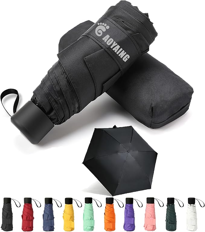 GAOYAING Compact Travel Umbrella with Case Sun&Rain Lightweight Small and Compact Suit for Pocket