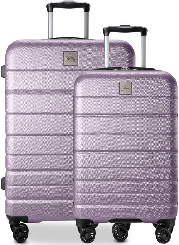 Skyway Epic 2.0 Hardside Lightweight and Durable ABS Shell Luggage, Spacious with 8-Wheel Spinners, Comfort Grip with Telescoping Handle, Men and Women, Silver Lilac, 2-Piece Set (20,24)